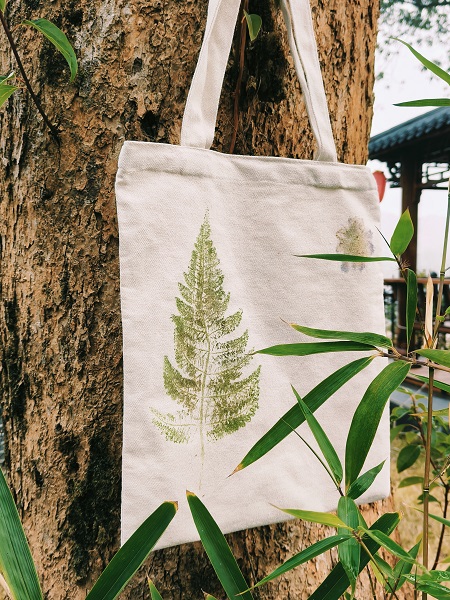 快来做属于你的植物拓印手提袋吧！